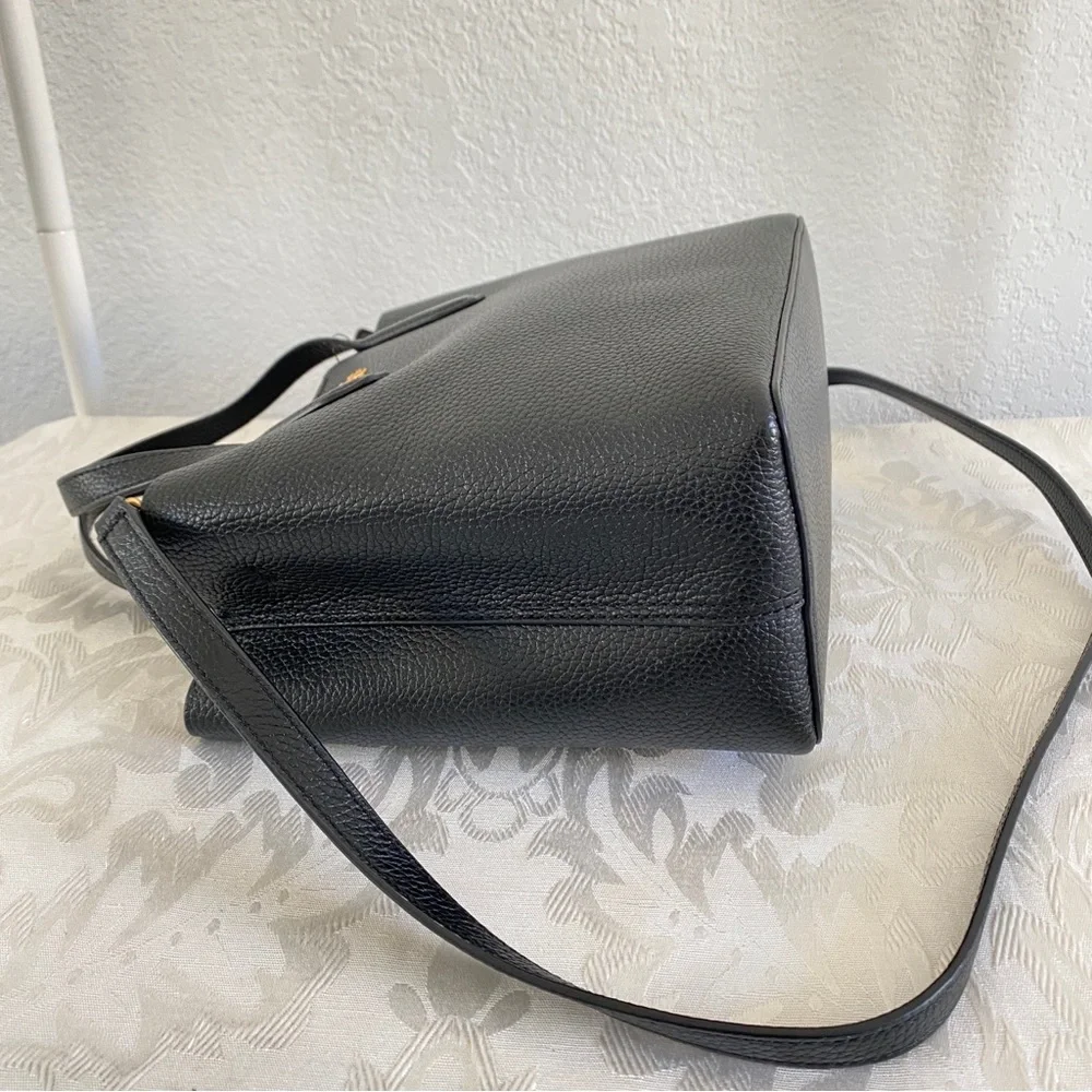 Tory Burch Black Pebbled Leather Small 2 way Tote Bag